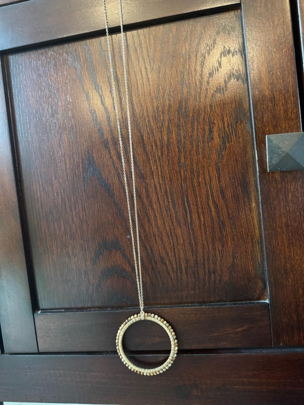 Evereve Gold Beaded Circle Pendant Necklace